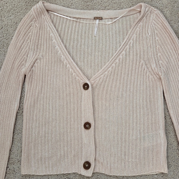 Free People Game On Cardigan Size Small Cream - Picture 3 of 7